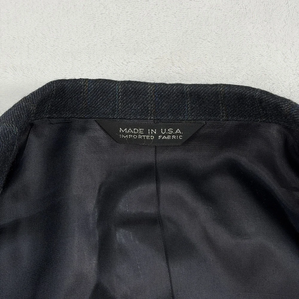 Vtg Chaps Ralph Lauren Tweed Suit Mens 42L 34x35 100% Wool Navy Stripe Union USA